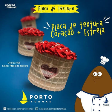 Forma De Chocolate - Placa De Textura Coração/Estrela Cod PF806
